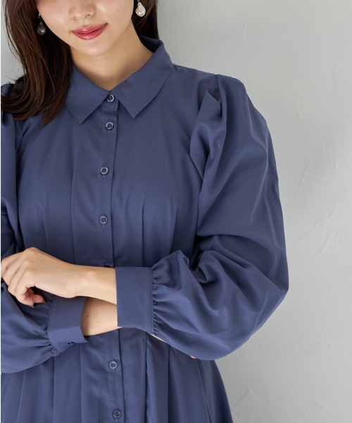 限定】バックレースアップウエストタックシャツワンピース（ワンピース