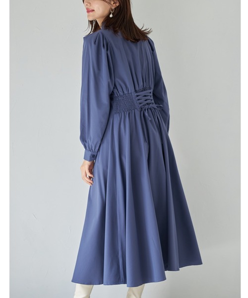 tocco closet(トッコ クローゼット)の「【限定】バックレースアップウエストタックシャツワンピース(ワンピース・レディース・ベージュ/パープル/ボルドー・M)」の20枚目の写真