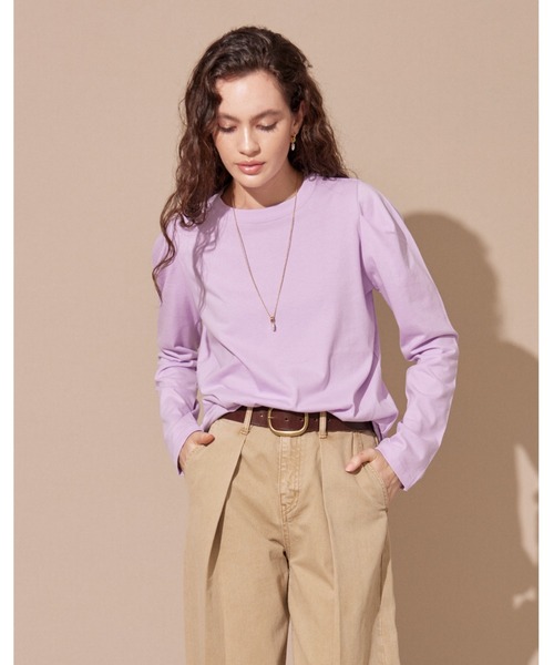 ALEXIA STAM（アリシアスタン）の「Tuck Sleeve Tee / タックスリーブT（Tシャツ/カットソー・レディース・カーキ/チャコールグレー/オフホワイト/パープル・FREE）」の4枚目の写真