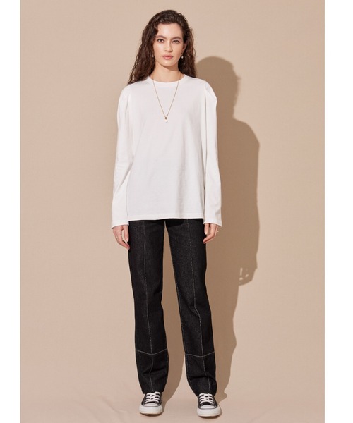 ALEXIA STAM（アリシアスタン）の「Tuck Sleeve Tee / タックスリーブT（Tシャツ/カットソー・レディース・カーキ/チャコールグレー/オフホワイト/パープル・FREE）」の5枚目の写真