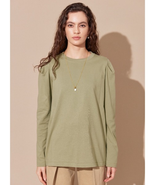 ALEXIA STAM（アリシアスタン）の「Tuck Sleeve Tee / タックスリーブT（Tシャツ/カットソー・レディース・カーキ/チャコールグレー/オフホワイト/パープル・FREE）」の12枚目の写真