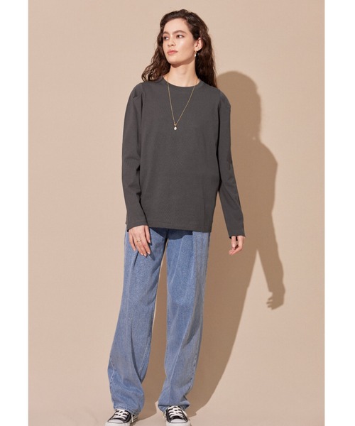 ALEXIA STAM（アリシアスタン）の「Tuck Sleeve Tee / タックスリーブT（Tシャツ/カットソー・レディース・カーキ/チャコールグレー/オフホワイト/パープル・FREE）」の9枚目の写真