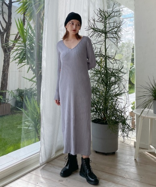 Vicente（ヴィセンテ）の「Grace knit onepiece（ワンピース・レディース・ブルー/ブラック/ホワイト・FREE）」の12枚目の写真