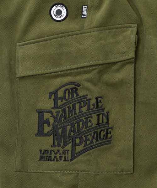 EXAMPLE(エグザンプル)の「EXAPLE EX MADE IN PEACE CARGO PANTS(カーゴパンツ・メンズ・オリーブ/ブルー系/ブラック・L/M/XL)」の6枚目の写真