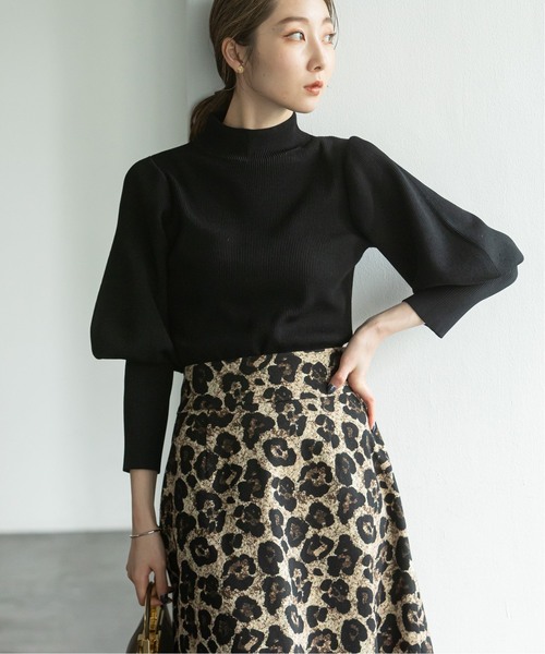 Noble（ノーブル）の「《追加》バルーンスリーブニット（ニット/セーター・レディース・ブラック/ベージュ・FREE）」の3枚目の写真