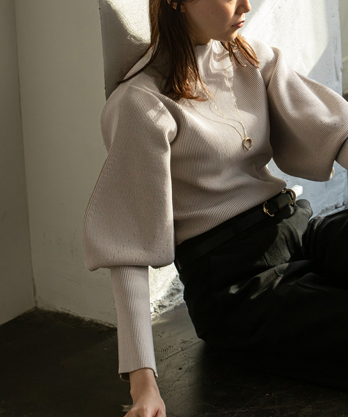 Noble（ノーブル）の「《追加》バルーンスリーブニット（ニット/セーター・レディース・ブラック/ベージュ・FREE）」の7枚目の写真