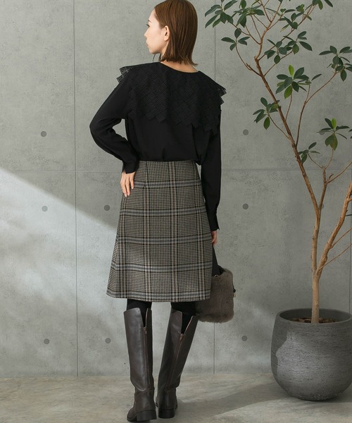 URBAN RESEARCH ROSSO（アーバンリサーチロッソ）の「リバーチェックスカート（スカート・レディース・ブラウン系その他/ベージュ系その他/ブルー系その他・36/38）」の4枚目の写真