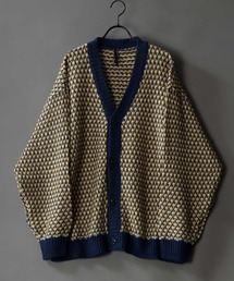 SITRY | Balloon Sleeve Big silhouette Jacquard Knit Cardigan/バルーンスリーブ ビッグシルエット ジャガード ニット カーディガン/カーデ(カーディガン/ボレロ)