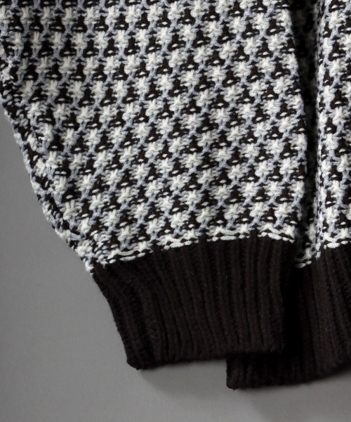 SITRY（シトリー）の「Balloon Sleeve Big silhouette Jacquard Knit Cardigan/バルーンスリーブ ビッグシルエット ジャガード ニット カーディガン/カーデ（カーディガン/ボレロ・メンズ・ブラック/ネイビー/グリーン・M/L/XL）」の5枚目の写真