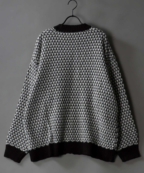 SITRY（シトリー）の「Balloon Sleeve Big silhouette Jacquard Knit Cardigan/バルーンスリーブ ビッグシルエット ジャガード ニット カーディガン/カーデ（カーディガン/ボレロ・メンズ・ブラック/ネイビー/グリーン・M/L/XL）」の7枚目の写真