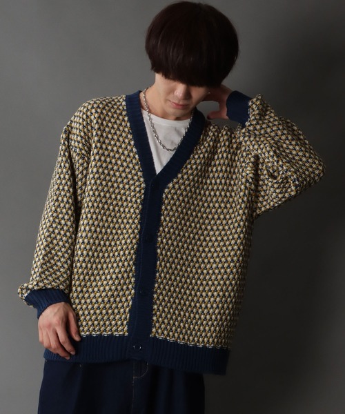 SITRY（シトリー）の「Balloon Sleeve Big silhouette Jacquard Knit Cardigan/バルーンスリーブ ビッグシルエット ジャガード ニット カーディガン/カーデ（カーディガン/ボレロ・メンズ・ブラック/ネイビー/グリーン・M/L/XL）」の17枚目の写真