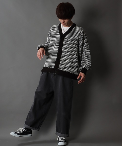 SITRY（シトリー）の「Balloon Sleeve Big silhouette Jacquard Knit Cardigan/バルーンスリーブ ビッグシルエット ジャガード ニット カーディガン/カーデ（カーディガン/ボレロ・メンズ・ブラック/ネイビー/グリーン・M/L/XL）」の21枚目の写真