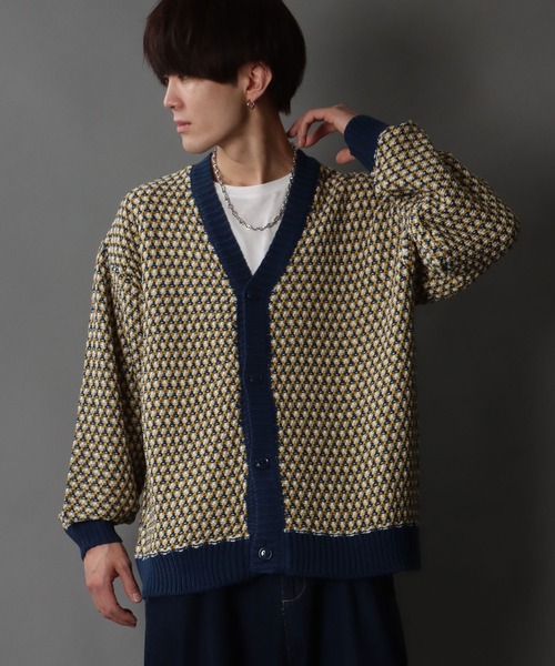 SITRY（シトリー）の「Balloon Sleeve Big silhouette Jacquard Knit Cardigan/バルーンスリーブ ビッグシルエット ジャガード ニット カーディガン/カーデ（カーディガン/ボレロ・メンズ・ブラック/ネイビー/グリーン・M/L/XL）」の18枚目の写真
