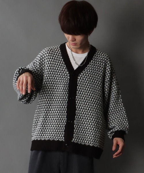 SITRY（シトリー）の「Balloon Sleeve Big silhouette Jacquard Knit Cardigan/バルーンスリーブ ビッグシルエット ジャガード ニット カーディガン/カーデ（カーディガン/ボレロ・メンズ・ブラック/ネイビー/グリーン・M/L/XL）」の12枚目の写真