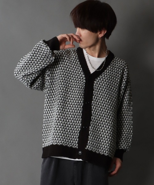 SITRY（シトリー）の「Balloon Sleeve Big silhouette Jacquard Knit Cardigan/バルーンスリーブ ビッグシルエット ジャガード ニット カーディガン/カーデ（カーディガン/ボレロ・メンズ・ブラック/ネイビー/グリーン・M/L/XL）」の13枚目の写真