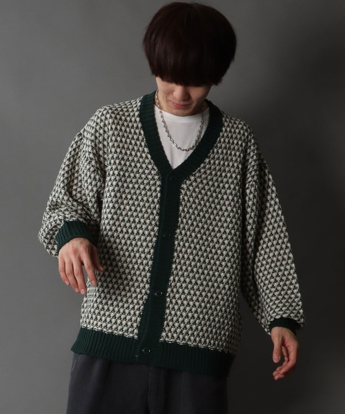 SITRY（シトリー）の「Balloon Sleeve Big silhouette Jacquard Knit Cardigan/バルーンスリーブ ビッグシルエット ジャガード ニット カーディガン/カーデ（カーディガン/ボレロ・メンズ・ブラック/ネイビー/グリーン・M/L/XL）」の14枚目の写真