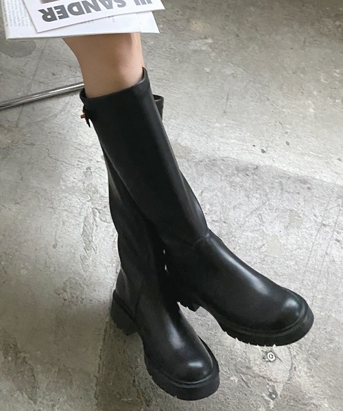 Futier land（フューティアランド）の「タンクソールアクセントロングブーツ（ブーツ・レディース・ブラック/ブラウン・40/38/39/36/37）」の5枚目の写真