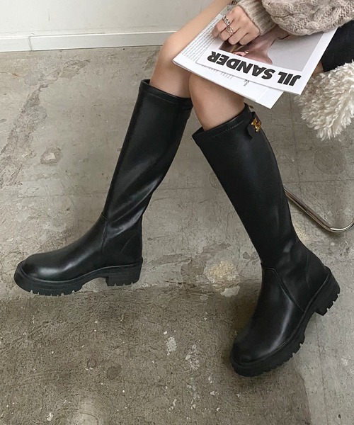 Futier land（フューティアランド）の「タンクソールアクセントロングブーツ（ブーツ・レディース・ブラック/ブラウン・40/38/39/36/37）」の9枚目の写真