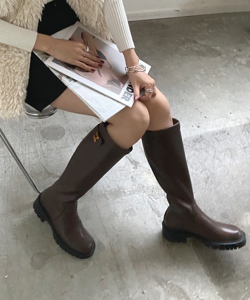 Futier land（フューティアランド）の「タンクソールアクセントロングブーツ（ブーツ・レディース・ブラック/ブラウン・40/38/39/36/37）」の15枚目の写真