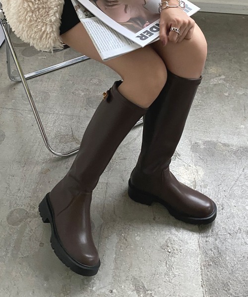 Futier land（フューティアランド）の「タンクソールアクセントロングブーツ（ブーツ・レディース・ブラック/ブラウン・40/38/39/36/37）」の18枚目の写真