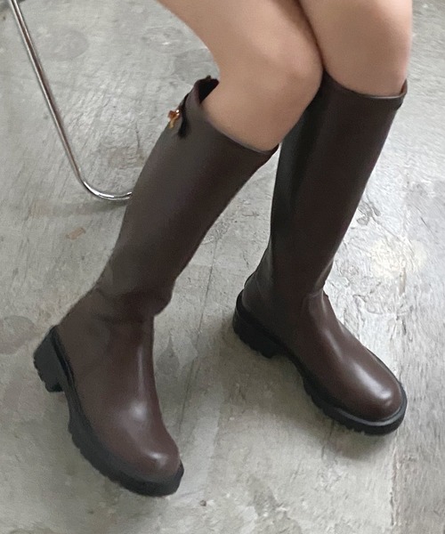 Futier land（フューティアランド）の「タンクソールアクセントロングブーツ（ブーツ・レディース・ブラック/ブラウン・40/38/39/36/37）」の13枚目の写真
