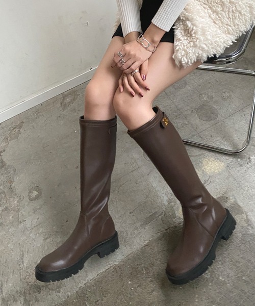 Futier land（フューティアランド）の「タンクソールアクセントロングブーツ（ブーツ・レディース・ブラック/ブラウン・40/38/39/36/37）」の22枚目の写真