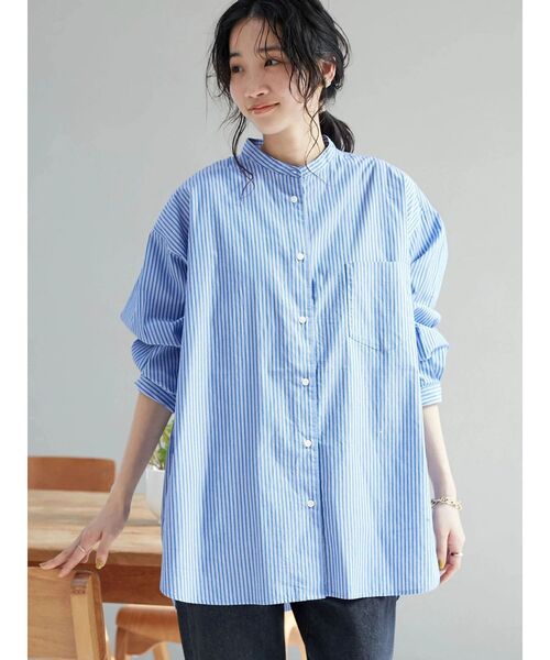 CRAFT STANDARD BOUTIQUE（クラフトスタンダードブティック）の「バンドカラーシャツ（シャツ/ブラウス・レディース・グレー系その他2/グリーン系その他3/ラベンダー/ブルー系その他6/オフホワイト・S/M/L）」の12枚目の写真