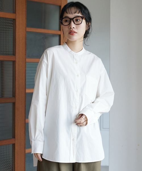 CRAFT STANDARD BOUTIQUE（クラフトスタンダードブティック）の「バンドカラーシャツ（シャツ/ブラウス・レディース・グレー系その他2/グリーン系その他3/ラベンダー/ブルー系その他6/オフホワイト・S/M/L）」の2枚目の写真