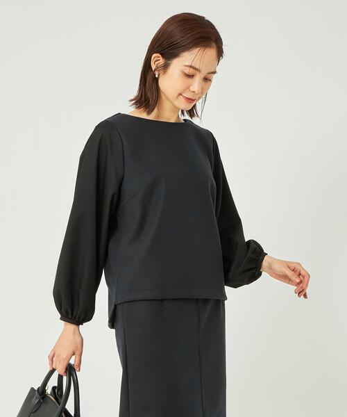 green label relaxing(グリーンレーベルリラクシング)の「TRメルトン ドッキング プルオーバー カットソー(Tシャツ/カットソー・レディース・ベージュ/ブラック/ダークグレー・FREE)」の2枚目の写真