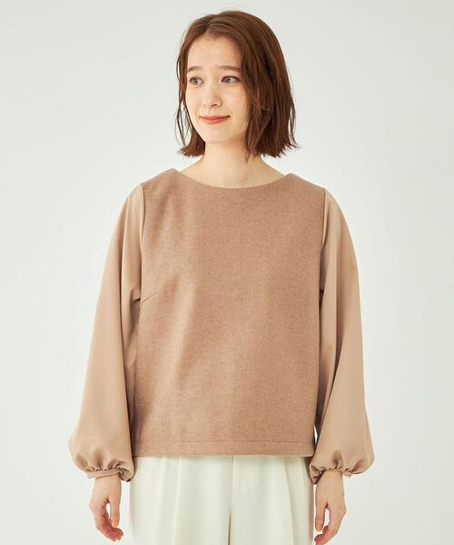 green label relaxing(グリーンレーベルリラクシング)の「TRメルトン ドッキング プルオーバー カットソー(Tシャツ/カットソー・レディース・ベージュ/ブラック/ダークグレー・FREE)」の4枚目の写真