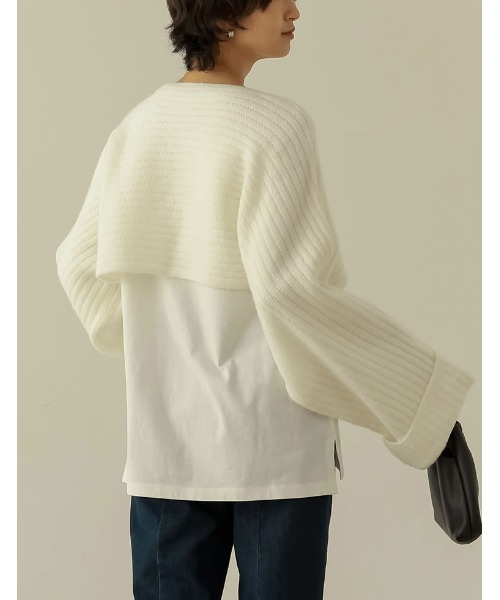 Re:EDIT（リエディ）の「前後2WAYカシュクールデザインショートニットプルオーバー（ニット/セーター・レディース・ブラック/アイボリー・MEDIUM/LARGE）」の12枚目の写真