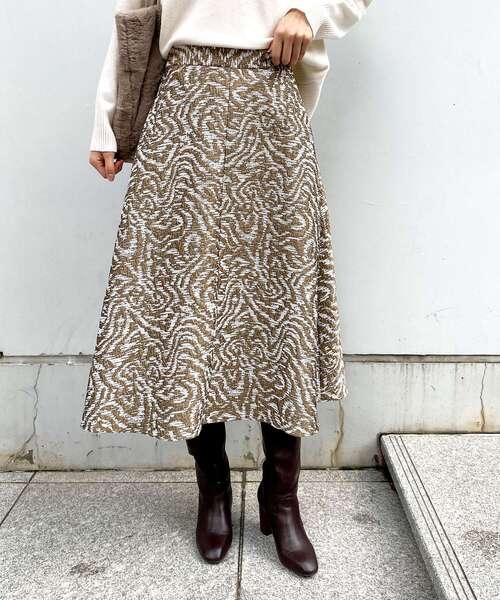 OPAQUE.CLIP(オペークドットクリップ)の「◆ジャカードフレアスカート(スカート・レディース・ブラック系/ベージュ系・38/40)」の10枚目の写真
