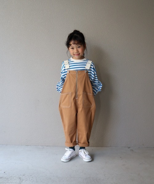 MAKE YOUR DAY(メイクユアデイ)の「無地とボーダー袖フリル長袖Tシャツ■80~140cm(Tシャツ/カットソー・キッズ・ブルー/ブラック/ラベンダー/オフホワイト・110/130/140/100/120/90/80)」の7枚目の写真