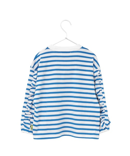 MAKE YOUR DAY(メイクユアデイ)の「無地とボーダー袖フリル長袖Tシャツ■80~140cm(Tシャツ/カットソー・キッズ・ブルー/ブラック/ラベンダー/オフホワイト・110/130/140/100/120/90/80)」の19枚目の写真