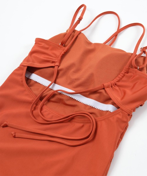 seea オレンジ系幾何学模様ワンピース水着 S seea オレンジ系幾何学