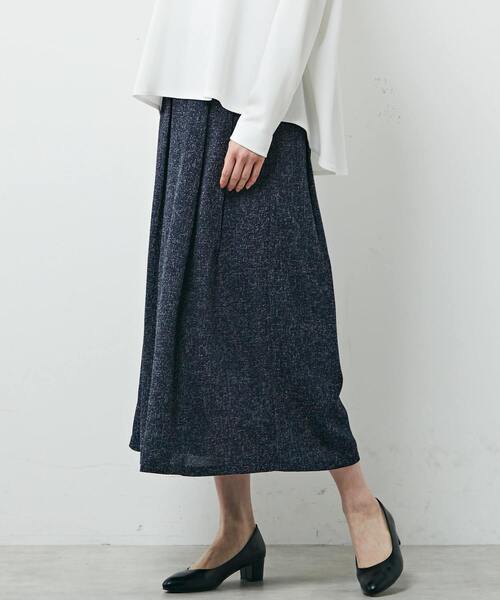 MELROSE claire（メルローズ クレール）の「【ツィードタックスリットスカート】（スカート・レディース・ブラック/オフホワイト/ネイビー・FREE）」の3枚目の写真