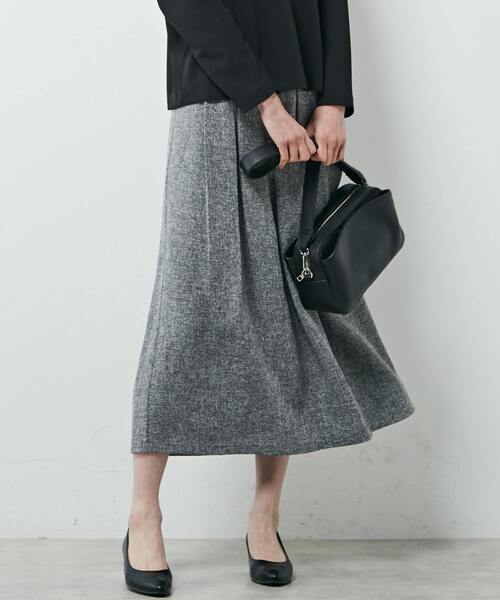 MELROSE claire（メルローズ クレール）の「【ツィードタックスリットスカート】（スカート・レディース・ブラック/オフホワイト/ネイビー・FREE）」の2枚目の写真