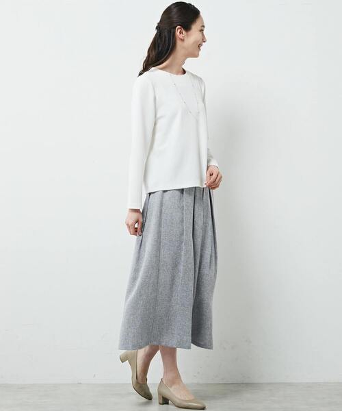 MELROSE claire（メルローズ クレール）の「【ツィードタックスリットスカート】（スカート・レディース・ブラック/オフホワイト/ネイビー・FREE）」の4枚目の写真