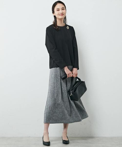 MELROSE claire（メルローズ クレール）の「【ツィードタックスリットスカート】（スカート・レディース・ブラック/オフホワイト/ネイビー・FREE）」の11枚目の写真