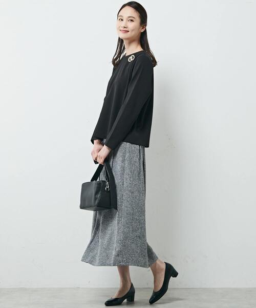 MELROSE claire（メルローズ クレール）の「【ツィードタックスリットスカート】（スカート・レディース・ブラック/オフホワイト/ネイビー・FREE）」の12枚目の写真