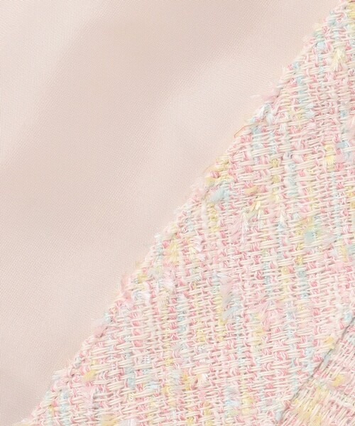 組曲（クミキョク）の「【パールボタン付き】マカロンツイード ジャケット（ノーカラージャケット・レディース・ピンク系/ネイビー系9・3/2）」の3枚目の写真