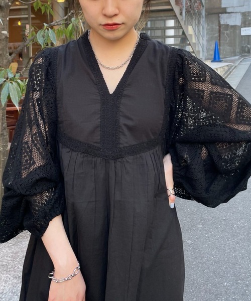 CIAOPANIC(チャオパニック)の「レースボリュームスリーブワンピース(ワンピース・レディース・ブラック/オフホワイト/キャメル・FREE)」の18枚目の写真
