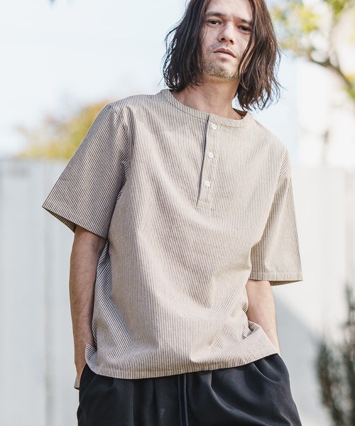 CAMBIO(カンビオ)の「mhs1981- Sleeping Stripe Short Sleeve Shirts スリーピングシャツ(シャツ/ブラウス・メンズ・ネイビー/ブラウン系その他・M/L)」の5枚目の写真