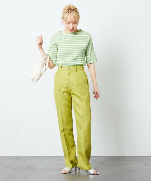 FREAK'S STORE（フリークスストア）の「【限定展開】メローボーダー半袖Tシャツ（Tシャツ/カットソー・レディース・ストライプ/ピンク/グリーン/パープル/ブラウン・ﾌﾘ-）」の20枚目の写真