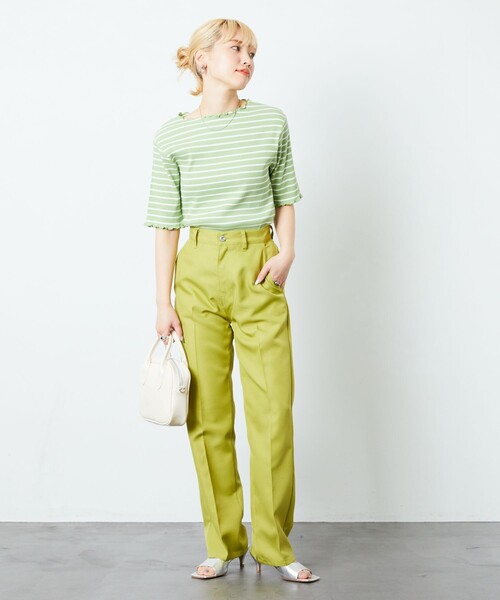 FREAK'S STORE（フリークスストア）の「【限定展開】メローボーダー半袖Tシャツ（Tシャツ/カットソー・レディース・ストライプ/ピンク/グリーン/パープル/ブラウン・ﾌﾘ-）」の21枚目の写真