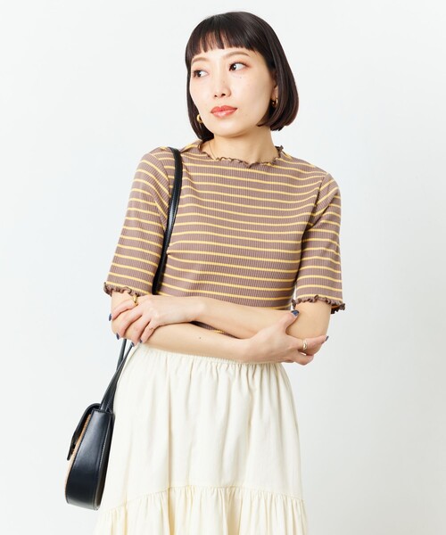 FREAK'S STORE（フリークスストア）の「【限定展開】メローボーダー半袖Tシャツ（Tシャツ/カットソー・レディース・ストライプ/ピンク/グリーン/パープル/ブラウン・ﾌﾘ-）」の18枚目の写真