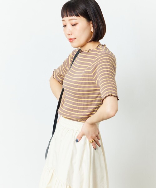 FREAK'S STORE（フリークスストア）の「【限定展開】メローボーダー半袖Tシャツ（Tシャツ/カットソー・レディース・ストライプ/ピンク/グリーン/パープル/ブラウン・ﾌﾘ-）」の14枚目の写真