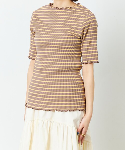 FREAK'S STORE（フリークスストア）の「【限定展開】メローボーダー半袖Tシャツ（Tシャツ/カットソー・レディース・ストライプ/ピンク/グリーン/パープル/ブラウン・ﾌﾘ-）」の19枚目の写真