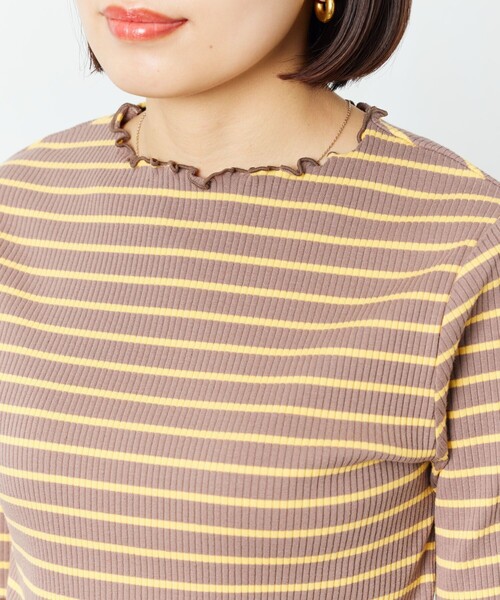 FREAK'S STORE（フリークスストア）の「【限定展開】メローボーダー半袖Tシャツ（Tシャツ/カットソー・レディース・ストライプ/ピンク/グリーン/パープル/ブラウン・ﾌﾘ-）」の15枚目の写真