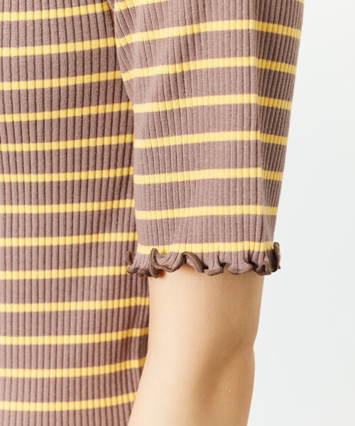 FREAK'S STORE（フリークスストア）の「【限定展開】メローボーダー半袖Tシャツ（Tシャツ/カットソー・レディース・ストライプ/ピンク/グリーン/パープル/ブラウン・ﾌﾘ-）」の11枚目の写真